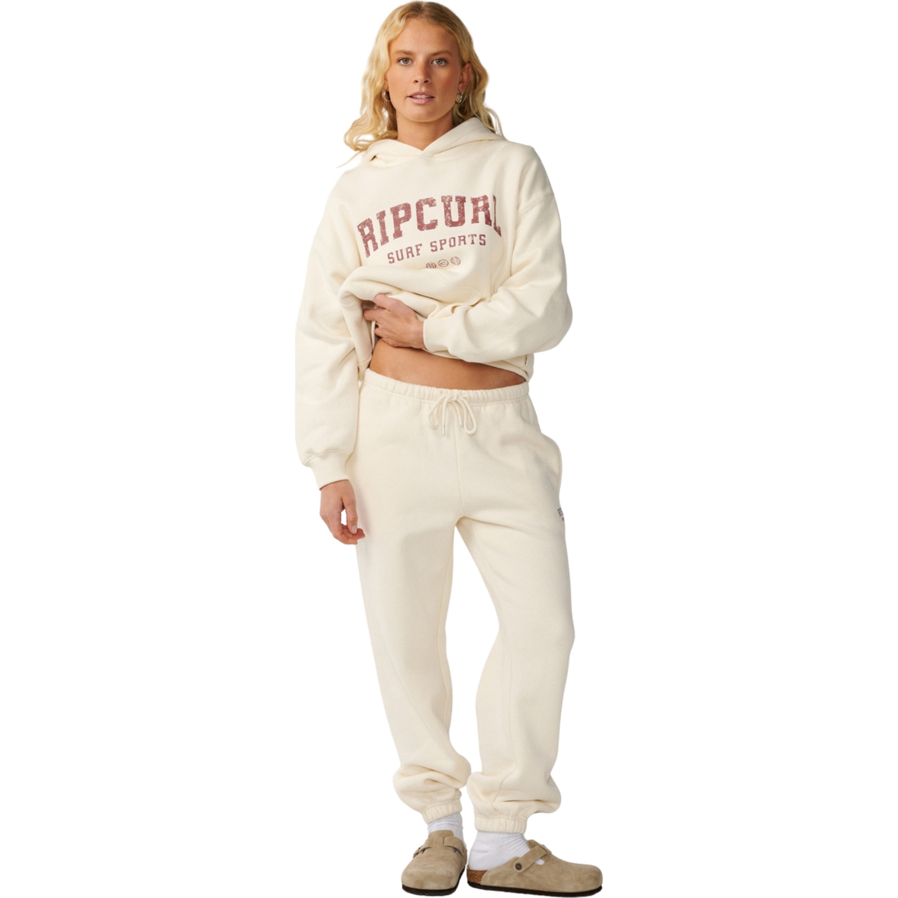 2026 Rip Curl Womens Varsity Sports Hoodie 0DUWFL - Bone
